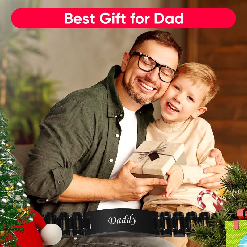 VNOX Gifts For Dad From Son - Masculine Stainless Steel Link Bracelet Personalized DAD Jewelry Gift for Daddy Papa,Fathers Day Birthday Gifts From Son - Image 2